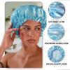 Smilco 4 Pack Shower Caps for Women, Reusable Waterproof Double Layer Bath Cap, Large EVA Elastic Hair Cover for Shower, Fits Long Hair & Braids, for Spa & Home view 3