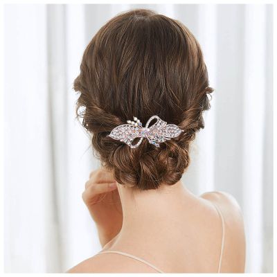Andelaisi Gold Rhinestone Hair Clip Barrette Crystal CZ Hair Barrettes Vintage Crystal Barrette Head Clips Sparkle Cz Hairclip Decorative Headwear Bridal Hair Accessories for Women and Girls Headdress