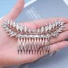 Andelaisi Boho Leaf Hair Comb Silver Leaf Bridal Hair Comb Barrette Olive Branch Hair Combs Headpiece Vintage Leaf Headpiece Comb for Women Bridesmaid Wedding Hair Accessories view 4
