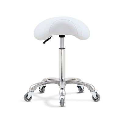 Antlu Saddle Stool Chair for Massage Clinic Spa Salon Cutting, Saddle Rolling Stool with Wheels Adjustable Height (White)