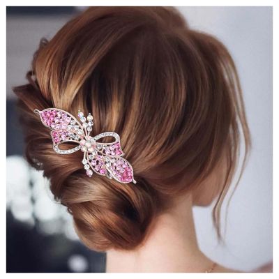 Andelaisi Boho Rhinestone Hair Clip Barrette Crystal CZ Hair Barrettes Vintage Crystal Barrette Head Clips Sparkle Cz Hairclip Decorative Headwear Bridal Hair Accessories for Women and Girls Headdress