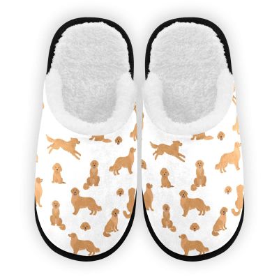 Umidedor Gold Dogs Mens Slippers, Soft Memory Foam Non-Slip Indoor House Slippers Home Shoes for Bedroom Hotel Travel Spa