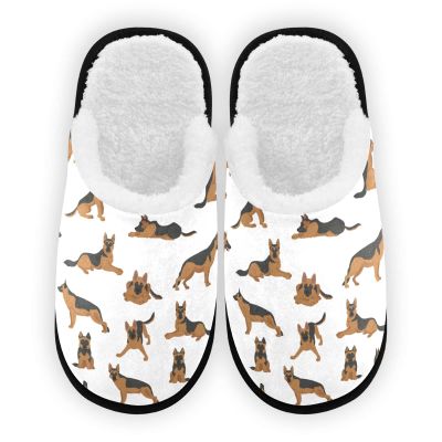 Umidedor German Shepherd Dogs Slippers for Women Girls, Soft Memory Foam Non-Slip Indoor House Slippers Home Shoes for Bedroom Hotel Travel Spa