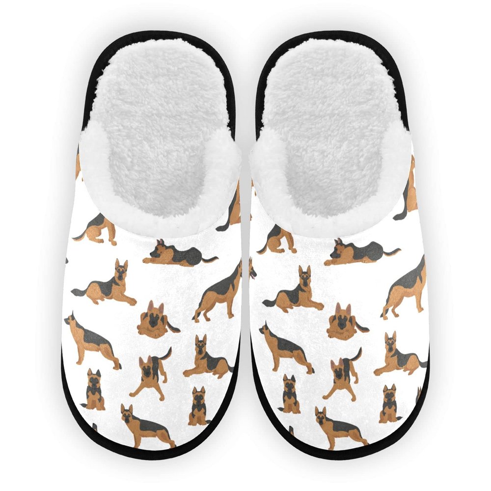 Umidedor German Shepherd Dogs Slippers for Women Girls, Soft Memory Foam Non-Slip Indoor House Slippers Home Shoes for Bedroom Hotel Travel Spa