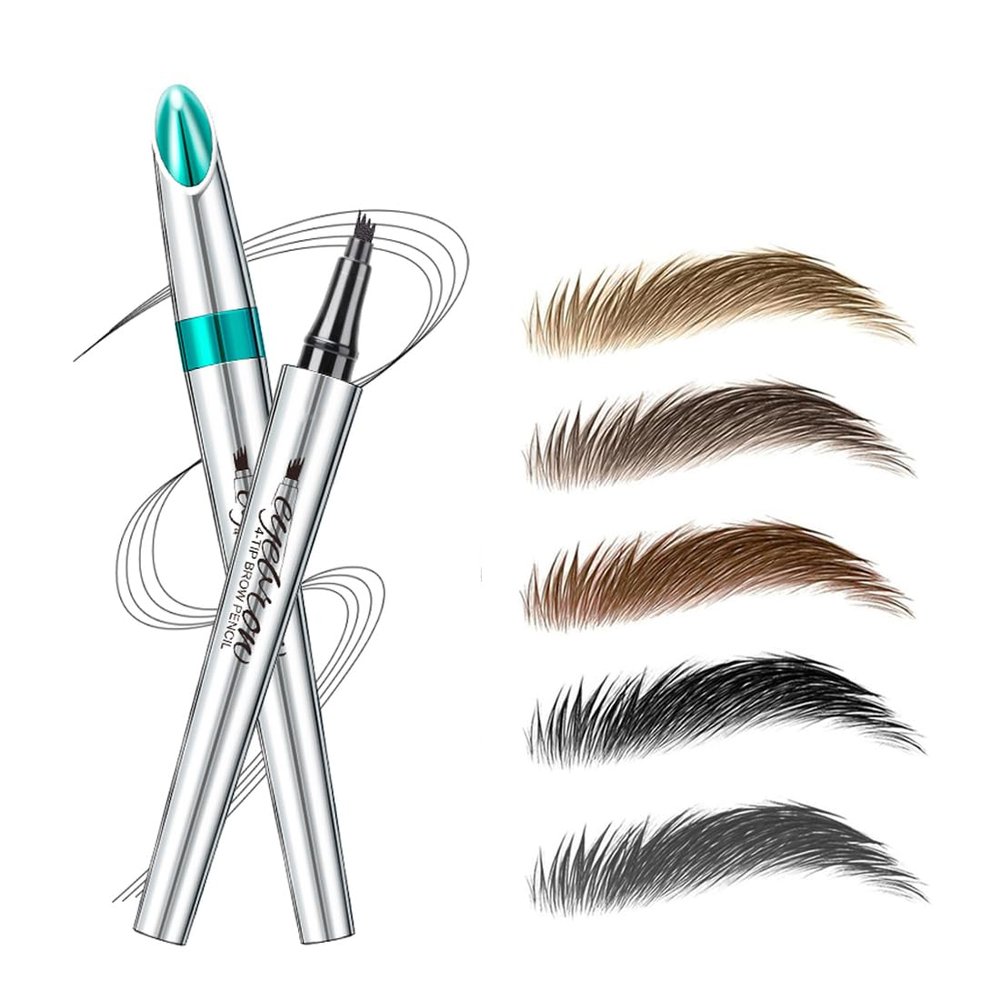 5 Colors Hair-like Strokes Eyebrow Pen, Mimics Natural Eyebrow Liquid Microfilling, Eye Brow Makeup by Linble (#1 Brown)