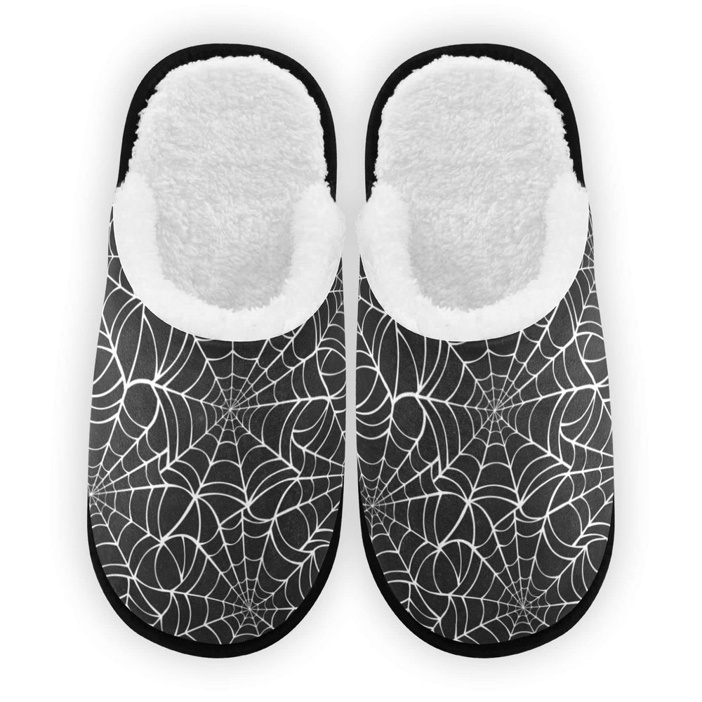 Umidedor Spider Web Slippers for Women Girls, Soft Memory Foam Non-Slip Indoor House Slippers Home Shoes for Bedroom Hotel Travel Spa