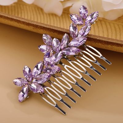 BERYUAN Purple Simple Rhinestone Hair Comb for Women Wedding Bridal Crystal Accessory Multi-Color Hairpiece Prom Dancing Ball (purple)