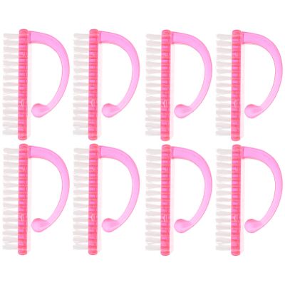 Lurrose 8pcs Pink Fingernail Brush Set Stiff Nail Brush for Cleaning Nail Art Dust Cleaner Hand and Pink Manicure Care Tool