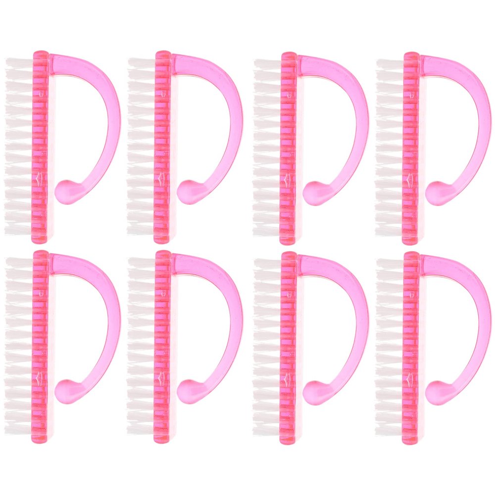 Lurrose 8pcs Pink Fingernail Brush Set Stiff Nail Brush for Cleaning Nail Art Dust Cleaner Hand and Pink Manicure Care Tool