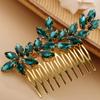 BERYUAN Simple Rhinestone Hair Comb for Women Wedding Bridal Crystal Accessory Multi-Color Hairpiece Prom Dancing Ball (peacock green) view 1