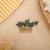 BERYUAN Simple Rhinestone Hair Comb for Women Wedding Bridal Crystal Accessory Multi-Color Hairpiece Prom Dancing Ball (peacock green) view 2
