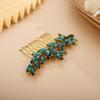 BERYUAN Simple Rhinestone Hair Comb for Women Wedding Bridal Crystal Accessory Multi-Color Hairpiece Prom Dancing Ball (peacock green) view 3