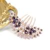 1 PCS Peacock Hair Combs Pearl Crystal Bridal Women and Girls Hair Side Combs Rhinestone Hair Clip Accessories for Bride Bridal Wedding Party Decoration (Purple) view 2