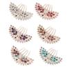 1 PCS Peacock Hair Combs Pearl Crystal Bridal Women and Girls Hair Side Combs Rhinestone Hair Clip Accessories for Bride Bridal Wedding Party Decoration (Purple) view 3