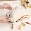 bagINBAG QIANPA Double Layer Makeup Bag, Large Travel Cosmetic Bag with Handle, Waterproof Organizer Pouch with Brush Compartment for Women(Cream) view 2