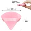 12 Pieces Pink Cosmetic Powder Puff,2.76 inch Portable Soft Sponge Setting Face Puffs,Triangle Velvet Powder Puff with Ribbon Band Handle for Loose Powder Body Powder Makeup Tool view 2