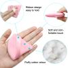 12 Pieces Pink Cosmetic Powder Puff,2.76 inch Portable Soft Sponge Setting Face Puffs,Triangle Velvet Powder Puff with Ribbon Band Handle for Loose Powder Body Powder Makeup Tool view 4