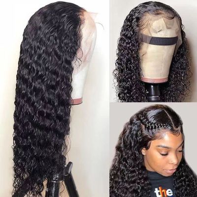 13X4 Transparent Lace Front Wigs Human Hair Pre Plucked 150% Density Brazilian Curly Lace Front Wig with Baby Hair Natural Human Hair Wigs for Black Women (32inck, Black)