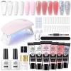 BORN PRETTY Poly Nail Extension Gel Kit-6 Colors Poly Nails Gel Kit Nude Clear Jelly Pink All In One Kit Builder Glue Gel with Nail Lamp Base Top Coat Set Nail Forms French Manicure Set for Beginner Starter DIY at Home Mother's Day Gifts view 1