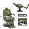 BarberPub Heavy Duty Metal Vintage Barber Chair All Purpose Reclining Hydraulic Pump Salon Beauty Spa Chair Hair Styling Equipment 9216 (Green) view 3