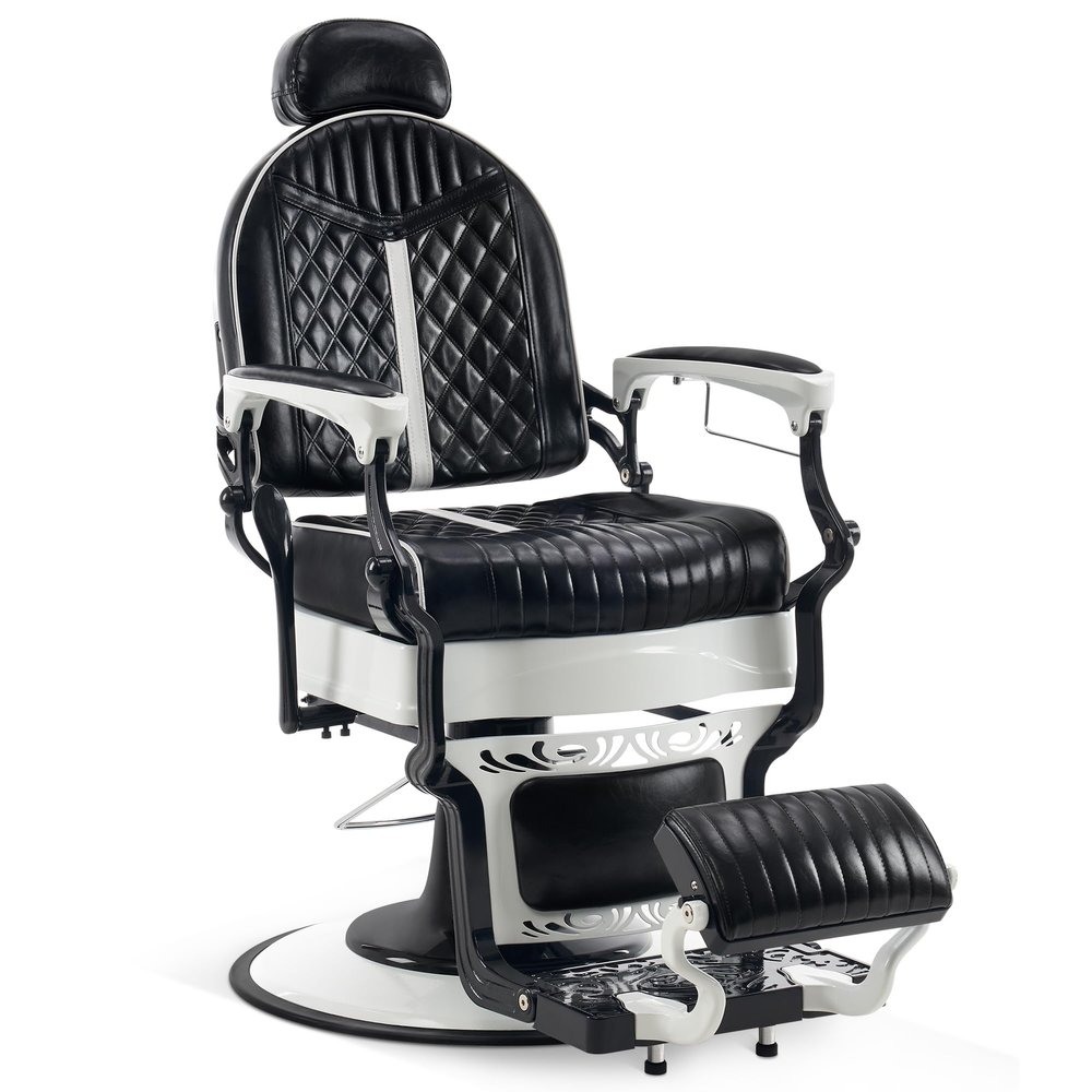 BarberPub Heavy Duty Metal Vintage Barber Chair All Purpose Professional Hydraulic Reclining Salon Beauty Spa Chair Styling Equipment 8730 (Blcak)