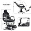 BarberPub Heavy Duty Metal Vintage Barber Chair All Purpose Professional Hydraulic Reclining Salon Beauty Spa Chair Styling Equipment 8730 (Blcak) view 3