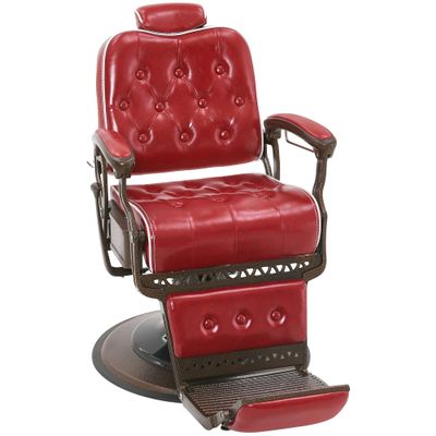 BarberPub Heavy Duty Metal Vintage Barber Chair All Purpose Reclining Hydraulic Pump Salon Beauty Spa Chair Hair Styling Equipment 9218 (Red)
