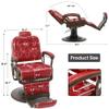 BarberPub Heavy Duty Metal Vintage Barber Chair All Purpose Reclining Hydraulic Pump Salon Beauty Spa Chair Hair Styling Equipment 9218 (Red) view 3