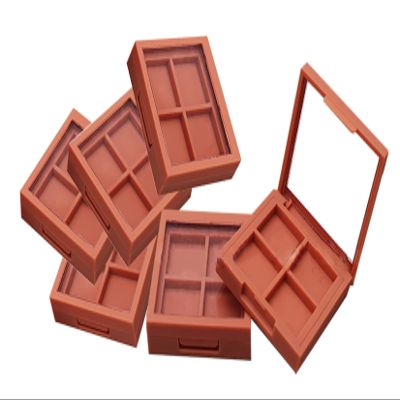 Empty Eyeshadow Makeup Palette Pink Square Plastic Eyeshadow Storage Case Box 4 Grids Eye Shadow Lipstick Organizer Pan for DIY Cosmetic Foundation Blush Pigment Container Blusher Clear Cover 6 Pack