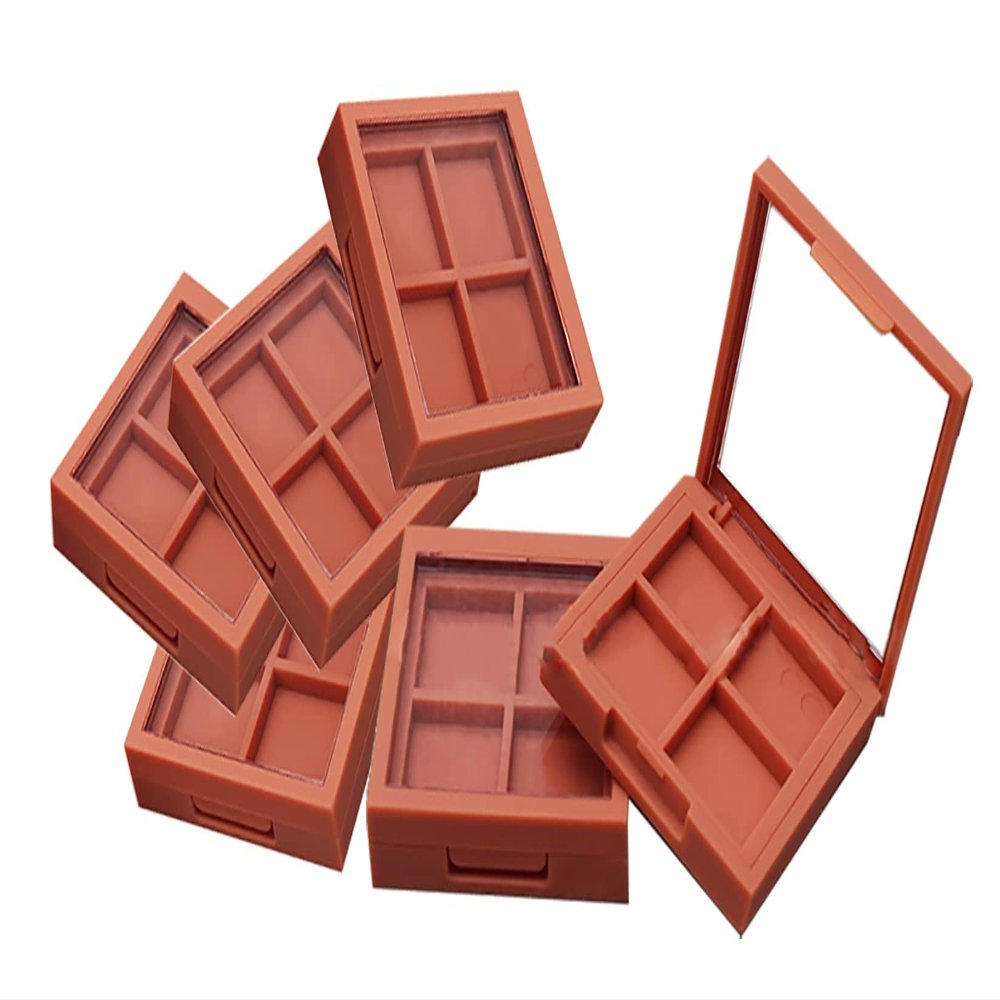 Empty Eyeshadow Makeup Palette Pink Square Plastic Eyeshadow Storage Case Box 4 Grids Eye Shadow Lipstick Organizer Pan for DIY Cosmetic Foundation Blush Pigment Container Blusher Clear Cover 6 Pack
