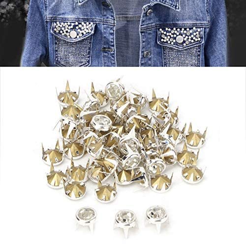 Jeanoko 50PCS 7mm DIY Silver Round Claw A Grade Crystal Rhinestones Sticker Ornamental Craft Crystals for Crafts Clothes Shoes Costume and Decoration (7mm)