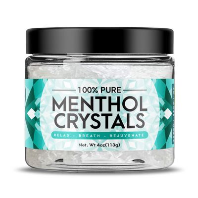 Three Drops of Life Menthol Crystals, Natural Mentha Arvensis, Aromatherapy for Shower Steamers, Humidifiers, Room Freshener or Addition for Cosmetics and Blends (4oz)