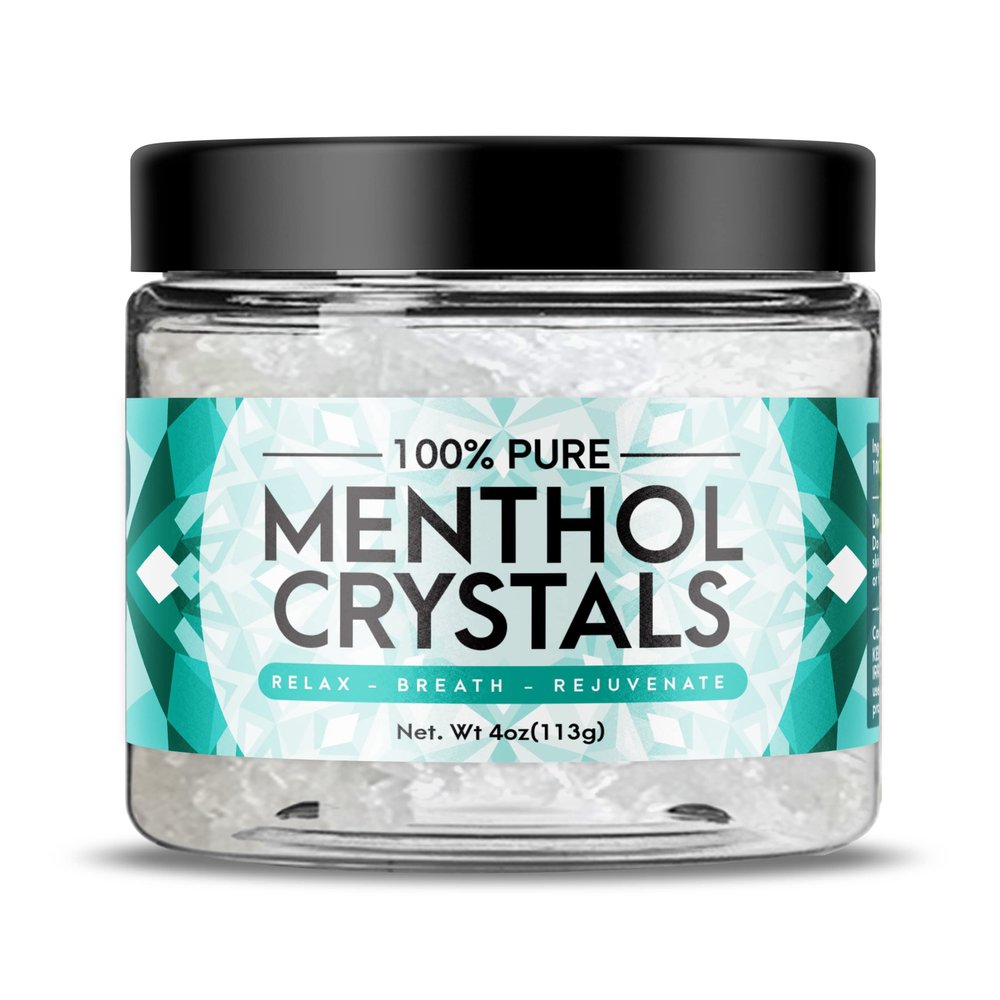 Three Drops of Life Menthol Crystals, Natural Mentha Arvensis, Aromatherapy for Shower Steamers, Humidifiers, Room Freshener or Addition for Cosmetics and Blends (4oz)