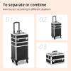 Somduy Rolling Makeup Case 3 in 1,Professional Makeup Train Case organizers,Large Storage Cosmetic case Trolley,Makeup Travel Case for Salon Barber Black view 4