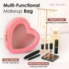 Aaly Beauty Heart Makeup Bag  Pink Heart Cosmetic Bag with Clear Cover  Gift Ideas for Women, Mom, Girlfriends, Her - Large Capacity for Full Size Makeup, Skincare and Brushes view 2