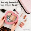 Aaly Beauty Heart Makeup Bag  Pink Heart Cosmetic Bag with Clear Cover  Gift Ideas for Women, Mom, Girlfriends, Her - Large Capacity for Full Size Makeup, Skincare and Brushes view 4