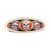 Colorful Sugar Skull Hair Barrette  Artisan Handmade Copper Day of the Dead French Clip for Women | No-Slip Grip Oval Hair Accessory HY-135 by FRONT LINE JEWELRY view 1