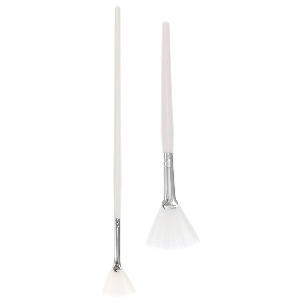 KALLORY 2pcs Quality Material Facial Mask Brush Soft Fan Shaped Beauty Tool Long Handle Easy to Clean