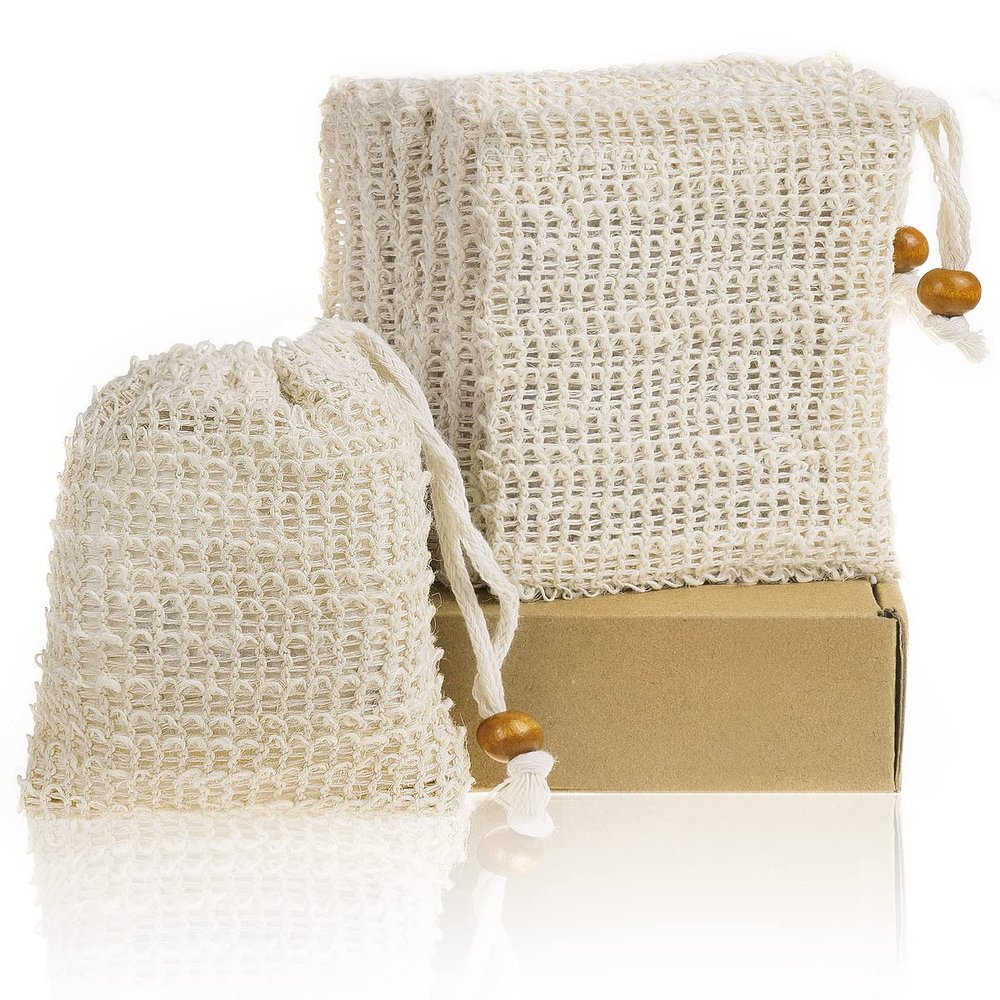 Ycolama Soap Bags Mesh Exfoliating 8 Pieces, 100% Natural Sisal Soap Pouch Savers for Shower Use Like Massaging and Scrubbing(5.9  3.9inches)