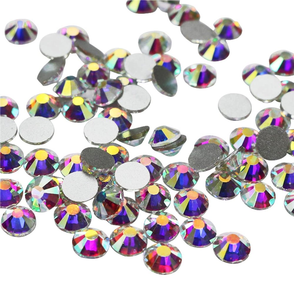 homeemoh 1440pcs 4.8mm Flatback Rhinestones, 3D Glass Crystal Glitter Gems for Nail Art Decoration Dress Making DIY Craft,Crystal AB