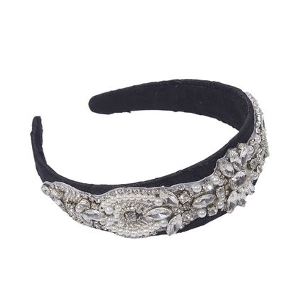 Baroque Full Rhinestone Headband Hair Accessories Women Shiny Crystal Prom Hairbands Boutique Hair Hoop Black