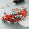 Youllyuu Handmade Hairband Shining Pearl Crystal Beaded Flower Catwalk Headband Hair Accessories Bridal Headwear Red view 4
