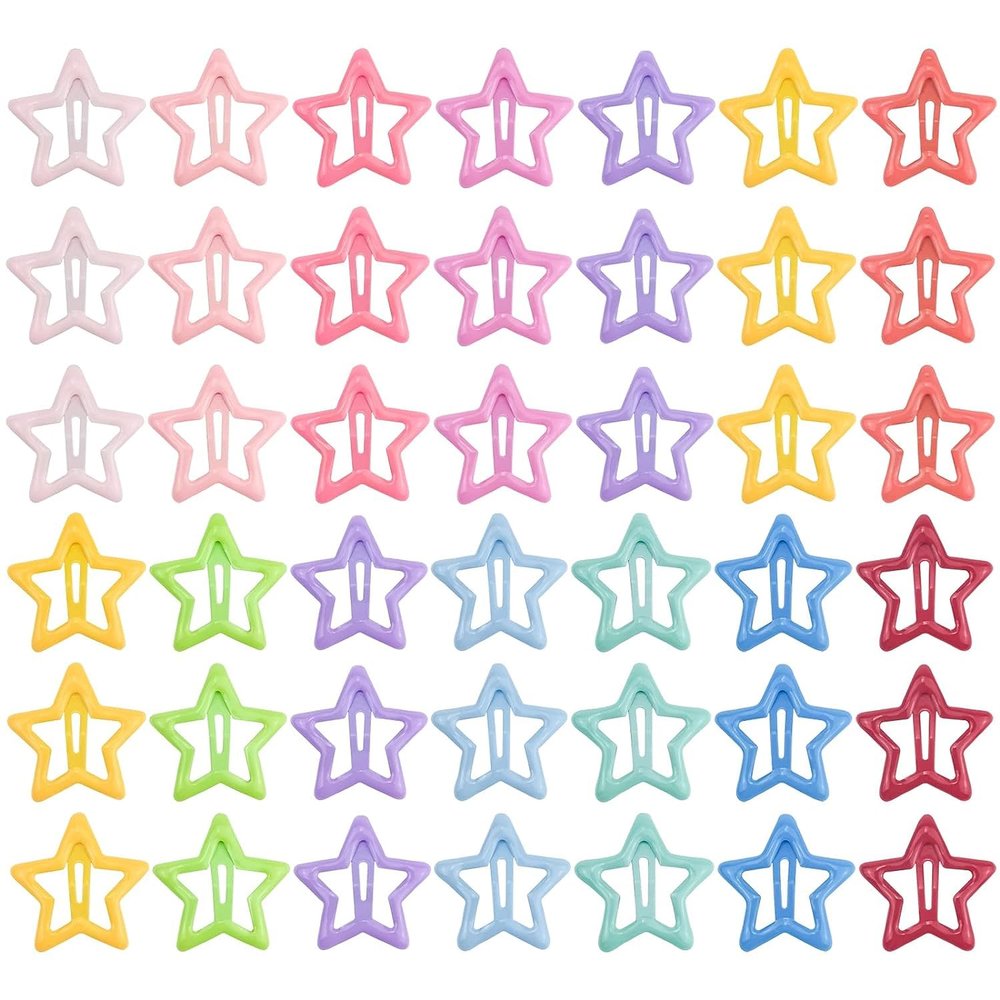 60 PCS Star Snap Hair Clips Non-slip Toddlers Colorful Cute Lovely Metal Hair Barrettes Hair Accessories for Women Girls (Style 8)