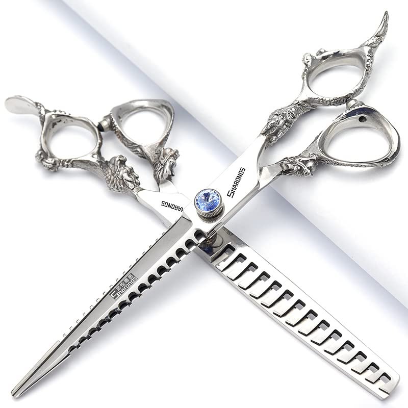7 inch scissors / 19 cm black/gold/silver professional hairdressers trim hair and trim hair sharp high hardness stainless steel scissors set (7inch-2pc)