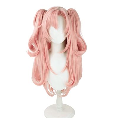 osseoca Nicole Demara Wig Pink Straight 80cm Double Ponytail Synthetic Hair Lifelike Party Natural Cosplay Wigs with Bangs (PNK)