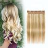100% Real Human Hair - One Piece 3/4 Full Head Brown Highlights Hair Pieces 70gram for Women?Clip in Hair Extensions, (16inch) view 2