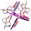 6 inch 440c purple professional hairdressing scissors barber shop hairdresser hair cutting and thinning tool (Full set) (6 inch 3PC-A) view 2