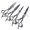 6 inch 440c purple professional hairdressing scissors barber shop hairdresser hair cutting and thinning tool (Full set) ((6+7 inch) 4PC-B) view 1