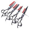 6 inch 440c purple professional hairdressing scissors barber shop hairdresser hair cutting and thinning tool (Full set) ((6+7 inch) 4PC-B) view 2