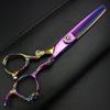 6 inch 440c purple professional hairdressing scissors barber shop hairdresser hair cutting and thinning tool (Full set) (6 inch thinning) view 2